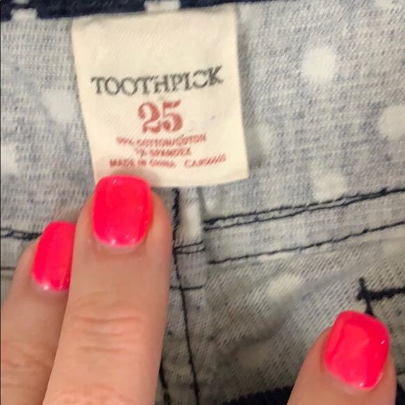 J Crew Toothpick Polka Dot Navy Blue/White Corduroy Pants - Picture 4 of 6